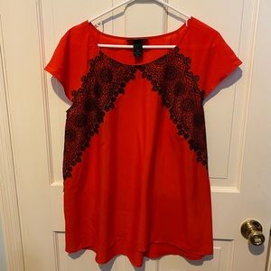 Lane Bryant Orange/Black Lace Blouse 14/16